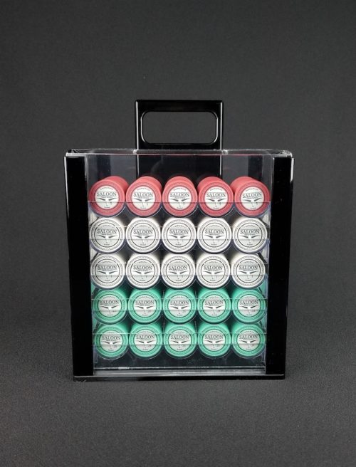 Saloon poker chip set with The Working Man™ configuration for cash games with 1000 chips